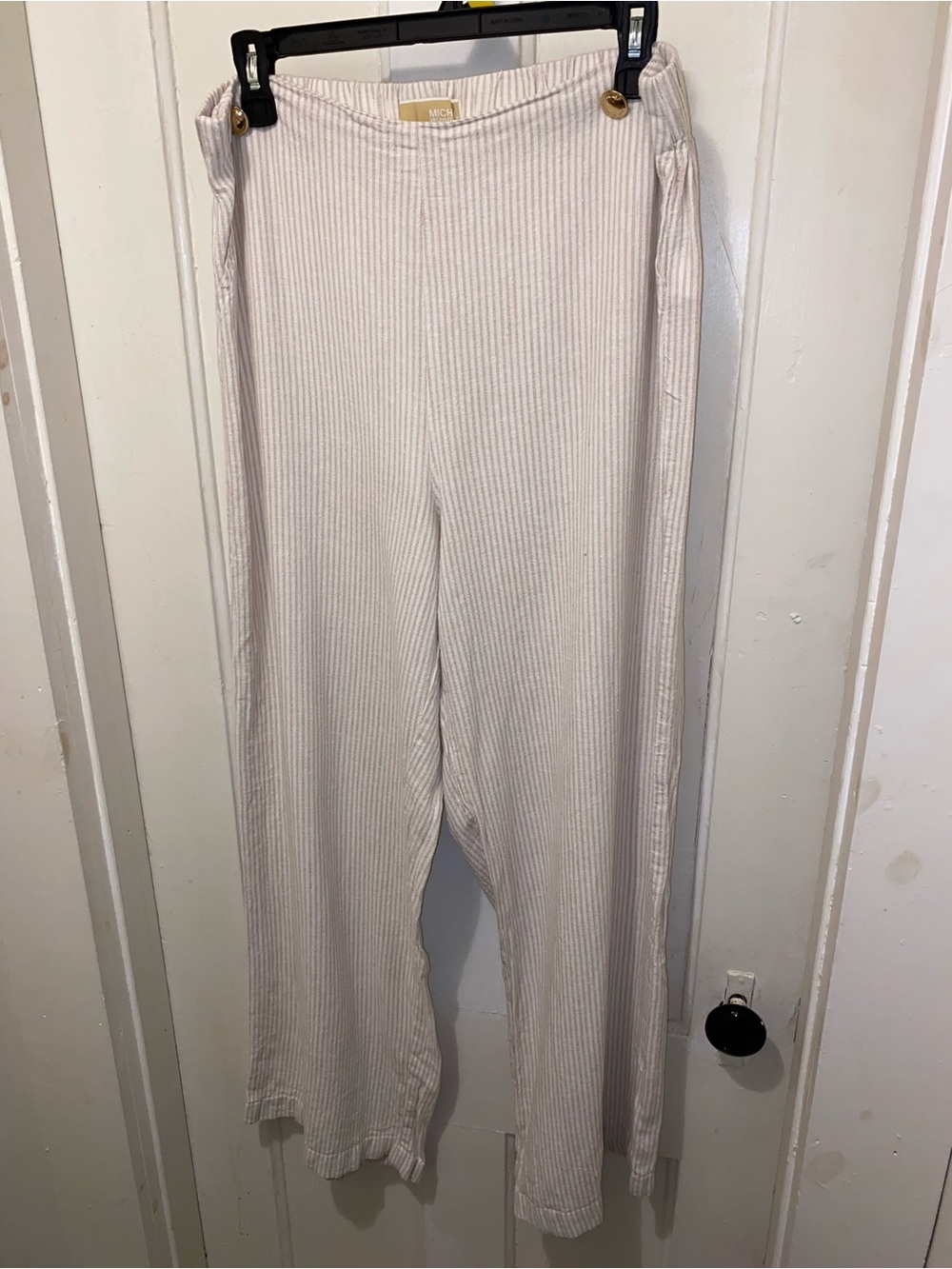 MICHAEl- MICHAEL KORS Women's Striped Lounge Pants Beige/White Size L/G